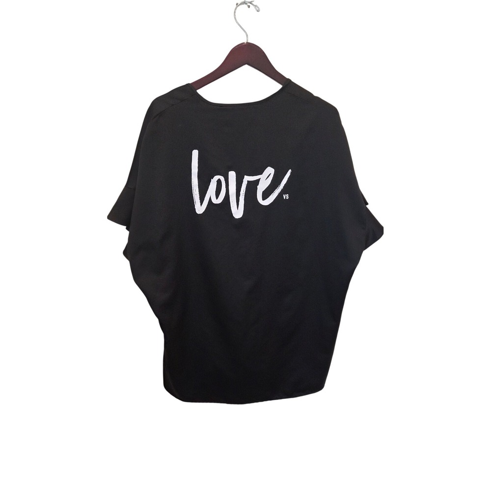 Victoria's Secret Black One‎ Size Love Print Ruffle Kimono Robe